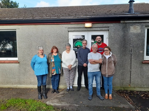Oakland's Green Committee standing outside of the community centre