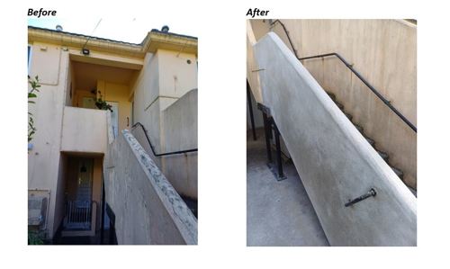 photo of maintained staircase before and after