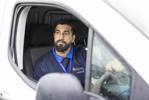 PH Jones contractor in car