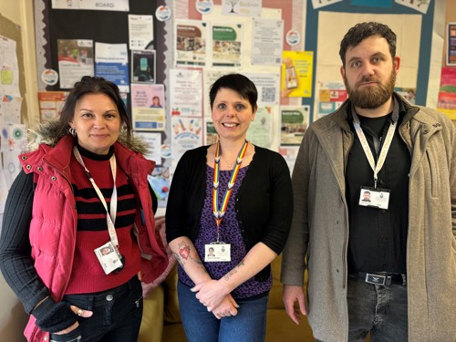 A photo of three Cornwall Housing Staff attending the drop in event