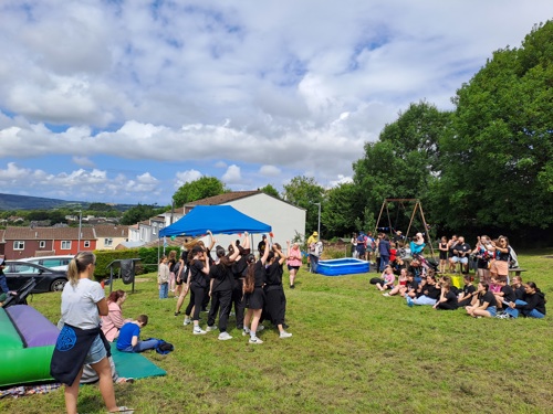 photo showing dancers on Kinsman estate Bodmin for a community event