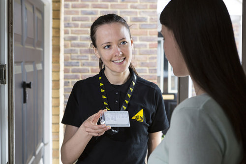engineer showing ID card